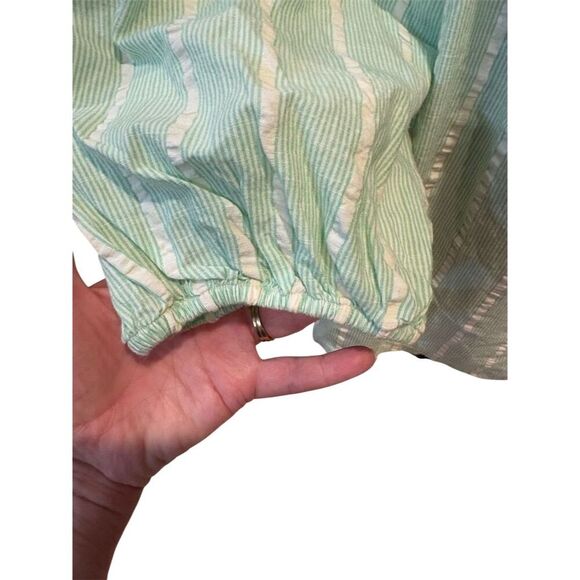 St. John's Bay Women's 1X Green Striped 3/4 Sleeve V-Neck Blouse NWT - Picture 3 of 9